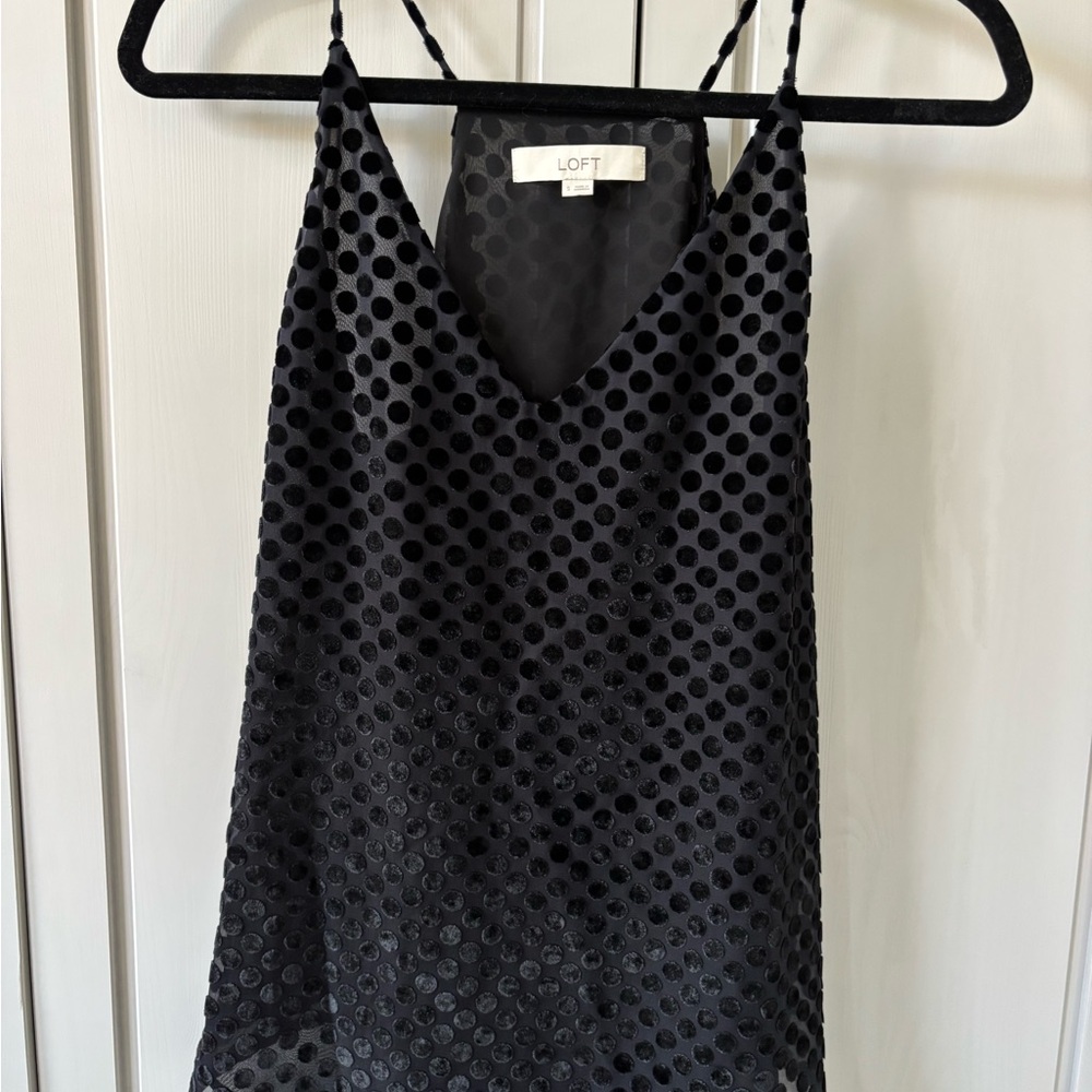 LOFT Black Textured Polka Dot Camisole